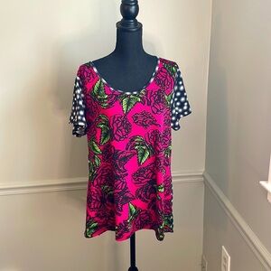 Women's Fuchsia Floral Scoop Neck Top